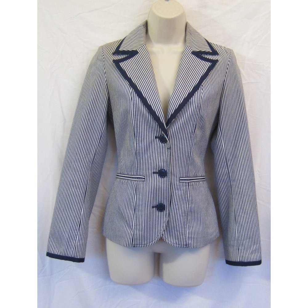 H&M Divided Blue/White stripy Blazer, size 4